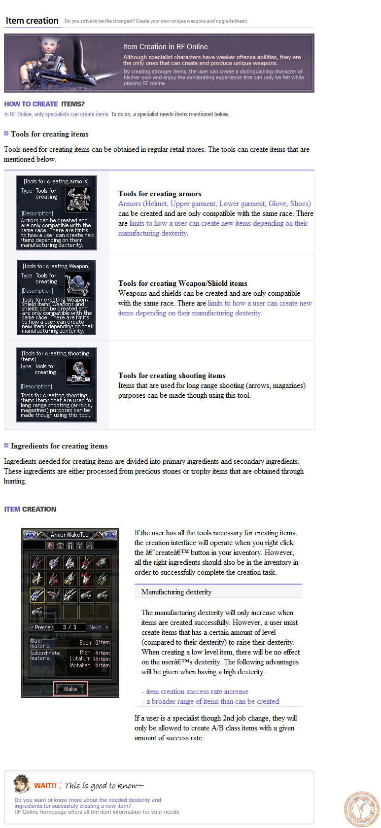 Creating and Upgrading Items